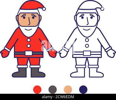 Character Santa Claus with a cute face.Coloring book for children. Stock Vector