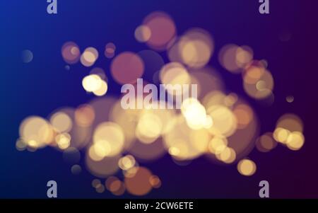 Effect of bokeh circles. Christmas glowing warm golden glitter element for your design. Vector illustration Stock Vector