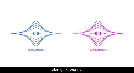 Outlined soundwave shape for virtual voice assistant. Abstract acoustic wave and equalizer, voice vibration, audio waveform silhouette. Vector element Stock Vector