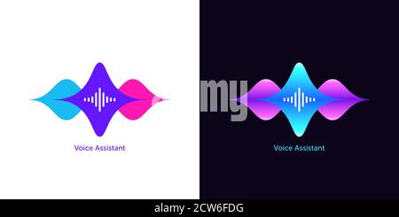 Acoustic wave shape for voice assistant, abstract sound wave. Voice dialing, control and speech recognition, audio waveform of smart assistant. Vector Stock Vector