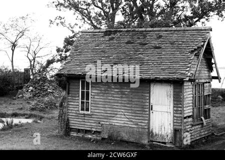 Derelict and abandoned wooden shed in England Stock Photo
