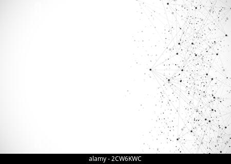 Abstract plexus background with connected lines and dots. Wave flow. Plexus geometric effect Big data with compounds. Lines plexus, minimal array Stock Photo