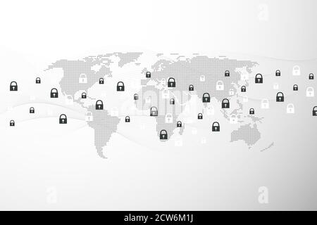 Global network connection background. Cyber security concept global business. Internet communication background. Technology graphic design Stock Photo