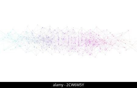 Abstract digital network connection structure on blue background. Artificial intelligence and engineering technology concept. Global network Big Data Stock Photo
