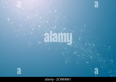 Abstract polygonal background with connected lines and dots. Minimalistic geometric pattern. Molecule structure and communication. Graphic plexus Stock Photo