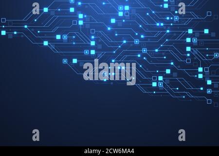 Technology abstract circuit board texture background. High-tech futuristic circuit board banner wallpaper. Digital data. Engineering electronic Stock Photo