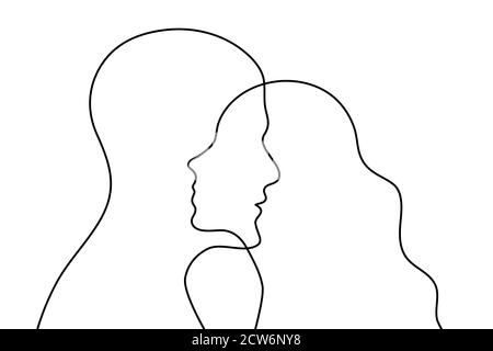 Relationships between man and woman poster, interpersonal communication Stock Vector