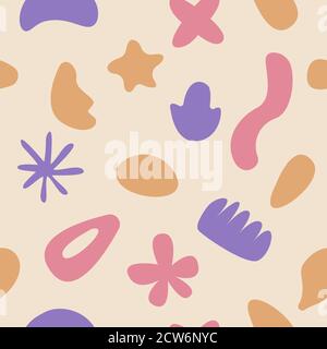 Seamless pattern with naive doodle smooth organic shapes Stock Vector