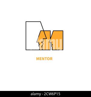 Mentor logo. Coaching icon, people profiles. Symbol of coach Stock Vector