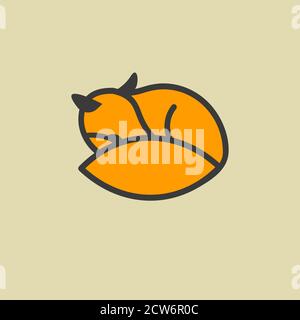 Sleeping red Fox logo. Cute Fox sleeping Stock Vector