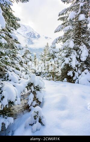 Beautiful winter landscape scenery in Tirol, Reutte, Austria Stock Photo