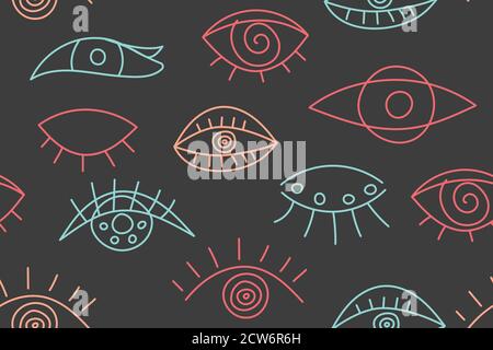 Seamless abstract fashion pattern with line eyes Stock Vector