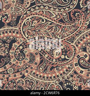 Floral Paisley Pattern. Seamless Asian Textile Background Stock Vector