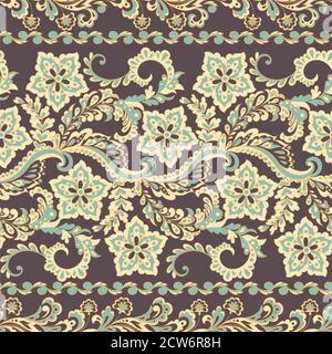 Ffloral seamless pattern in batik style, Vector background Stock Vector