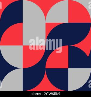 Geometric square pattern in Bauhaus style with circles Stock Vector
