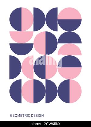 Trendy bauhaus pattern. Bauhaus poster. Vector geometric abstract circle shapes. Simple modern design Stock Vector