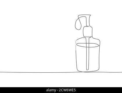 Coronavirus illustration Hand gel One line drawing Stock Vector