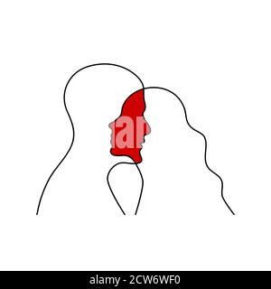 Relationships between man and woman poster, interpersonal communication Stock Vector