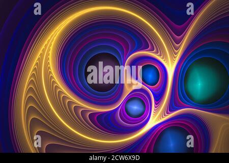 digital abstract multicolored  spiral  fractal background on the black Stock Photo