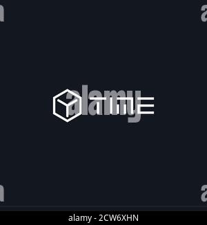 3d cube Time icon. Clock logo concept for sport timer, smart watch, fitness bracelet. Modern hexagon shape. Logotype concept design for business Stock Vector
