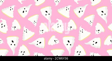 Seamless pattern on a pink background with ghosts. Background for Halloween.. Stock Vector
