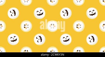 Seamless pattern on with scary faces. Background for Halloween. All Saints Day treat. Stock Vector