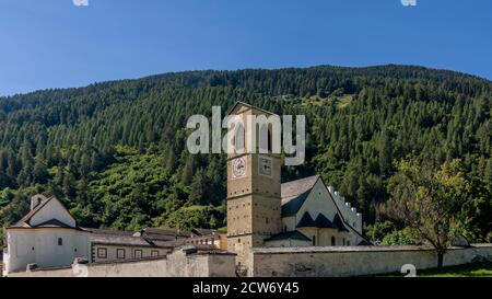 The monastery of St. John the Baptist in Müstair, in Val Monastero in the Canton of Grisons, Switzerland Stock Photo