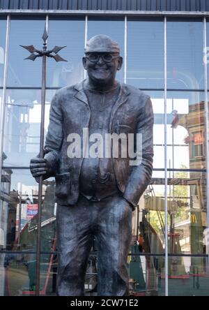 Statue of Fred Dibnah in Bolton town centre Lancashire July 2020 Stock Photo