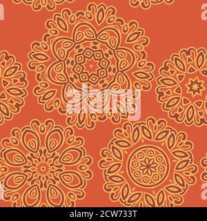 Mandala pattern. Seamless background pattern in oriental style. Vector. Textile design, fabric swatch ,wrapping paper, surface. Stock Photo