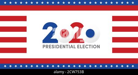 US Presidential Election. USA election banner with US symbols and colors. Patriotic stars. Vote. United States of America Election design. Stock Vector