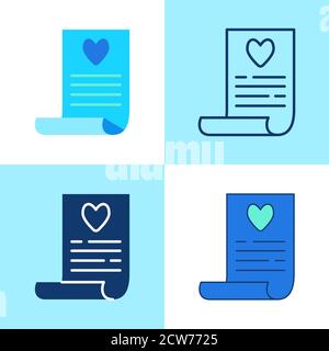 Wish list icon set in flat and line style Stock Vector