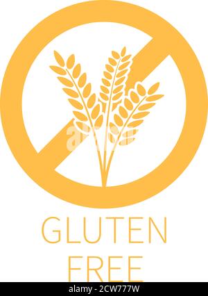 round gold colored gluten free label with wheat ears vector illustration Stock Vector