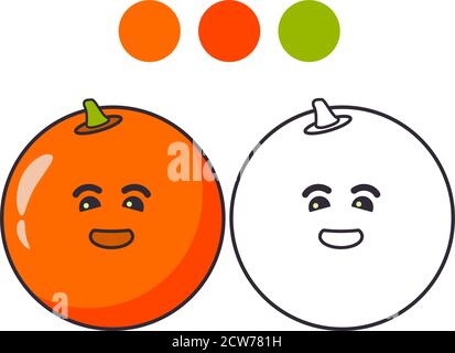 Premium Vector | Orange fruit hand drawn coloring book for learning. flat  color ready to print