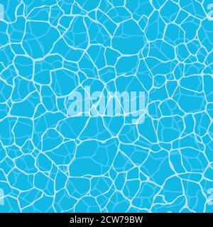 Seamless water ripple with shining water surface pattern. Swimming pool surface texture.  Abstract blue waves background. Vector illustration for grap Stock Vector