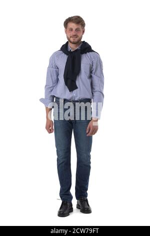 Full length portrait of handsome young man isolated on white background, casual people Stock Photo