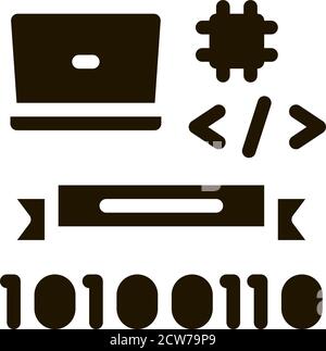 Computer Programming Graduation Icon Vector Glyph Illustration Stock Vector