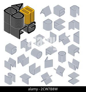 3d retro module typeface Stock Vector