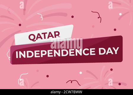 template banner greeting qatar national day with firework and confetti Stock Vector