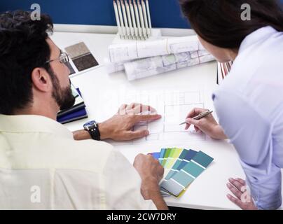 Two architects working together Stock Photo