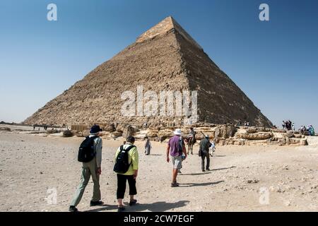Stone Capping Pyramid The Pyramid of Khafre at Giza, with its peak still capped with a ...