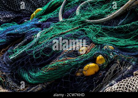 Commercial fish traps on a harbour in Catalonia, Spain Stock Photo - Alamy