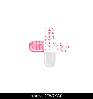 Doctor plus capsule logo illustration design for medical and health care. Stock Vector