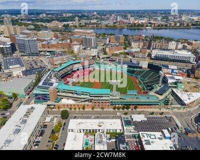 Fenway Park aerial view in Fenway near Kenmore Square in Boston, Massachusetts MA, USA. This is the home arena of MLB Boston Red Sox.