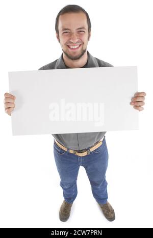 Man holding a blank sign Stock Photo