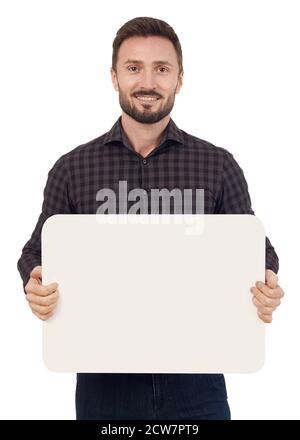 Man holding a blank sign Stock Photo