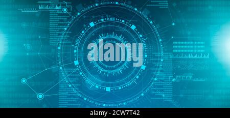 Abstract technology background with Hi-tech digital interface infographic and binary code Stock Photo