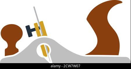 Jack-plane Tool Icon. Flat Color Design. Vector Illustration. Stock Vector