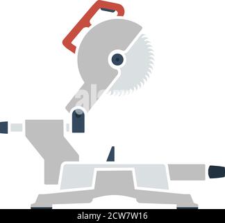Circular End Saw Icon. Flat Color Design. Vector Illustration. Stock Vector