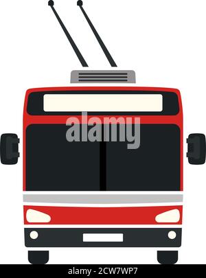 Trolleybus Icon. Flat Color Design. Vector Illustration. Stock Vector