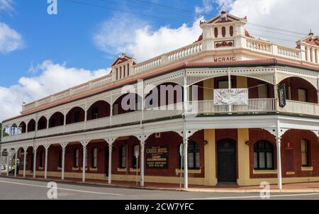 Federation Filigree style Castle Hotel on Avon Terrace and South Street York Western Australia. Stock Photo